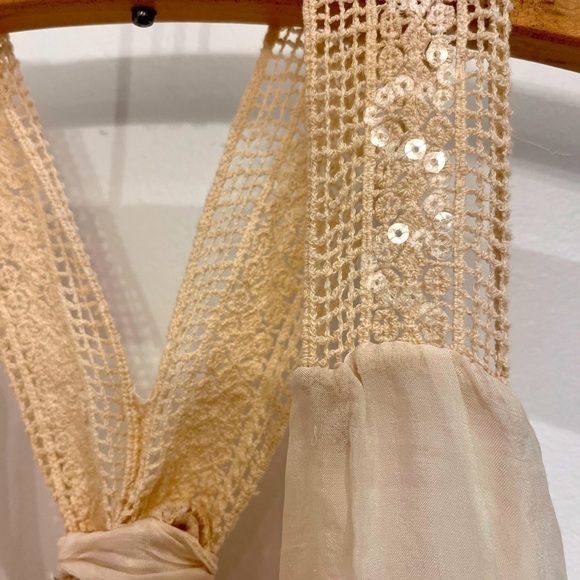 SILK beige long top made in Italy size large - Picture 1 of 4